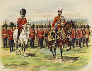 Re Giorgio V come Principe di Galles che guida il suo reggimento, i Royal Fusiliers, ad Aldershot da Henry Payne